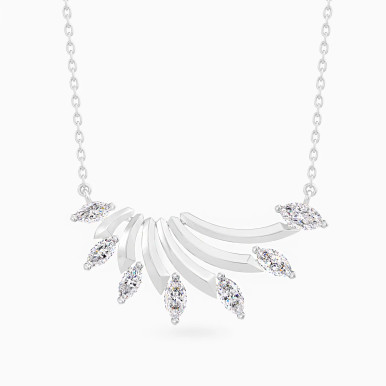 Layered Curved Bars Diamond Necklace in 18K Gold - KP614235-W