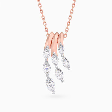 Curved Bars & Marquise Diamond Necklace in 18K Gold - KP614236
