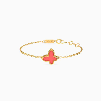 Kids Butterfly Orange Stone Chain Bracelet in 18K Gold - 21047110242 Kids Butterfly Orange Stone Chain Bracelet in 18K Gold - 21047110242