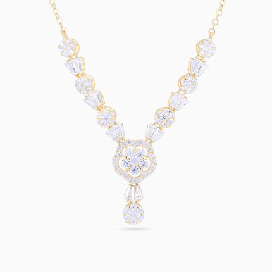 V Shaped Cubic Zirconia Necklace in 18K Gold - 21005790034 V Shaped Cubic Zirconia Necklace in 18K Gold - 21005790034