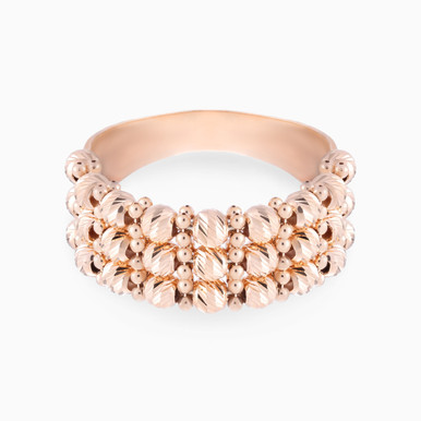 Three Rows Beaded Ring in 21K Gold - 12002020024 Three Rows Beaded Ring in 21K Gold - 12002020024