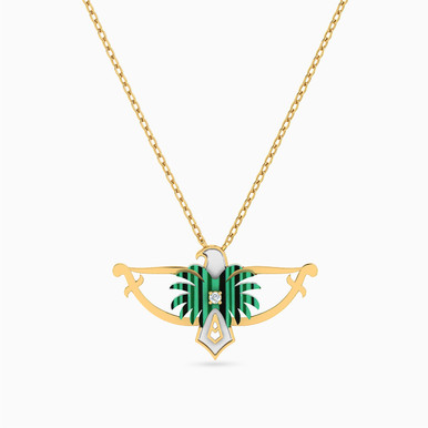 Eagle Green Stones Necklace in 18K Gold - 111405120283