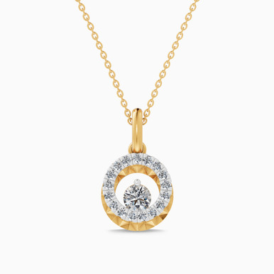 Circular Frame Diamond Pendant Necklace in 18K Gold - SAP05998