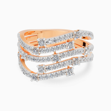 Multiple Bands Diamond Ring in 18K Gold - AJR36404