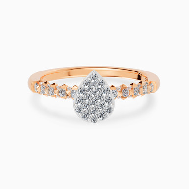 Central Pear Cluster Diamond Ring in 18K Gold - SAR05432