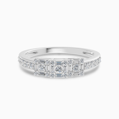 Three Square Clusters Diamond Ring in 18K Gold - AJR38011 Three Square Clusters Diamond Ring in 18K Gold - AJR38011
