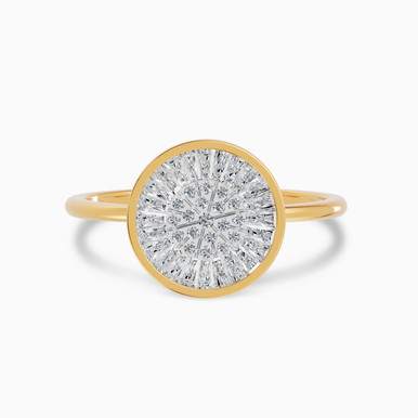 Round Cluster Diamond Bezel Ring in 18K Gold - ASPR5294