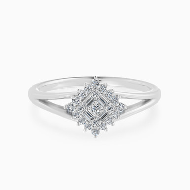 Square Cluster Diamond Split Shank Ring in 18K Gold - SAR06091 Square Cluster Diamond Split Shank Ring in 18K Gold - SAR06091