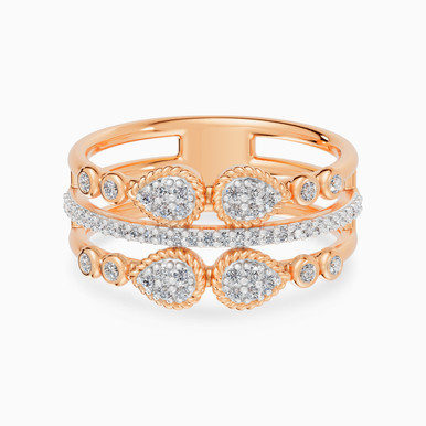 Pear Clusters Multiband Diamond Ring in 18K Gold - AJR37614