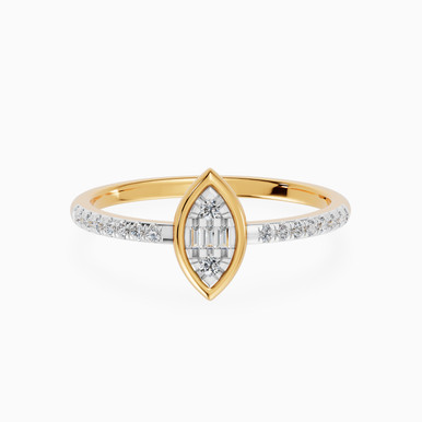 Marquise Cluster Diamond Bezel Ring in 18K Gold - SAR06246