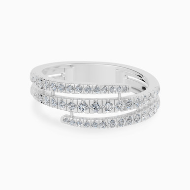 Lined Diamond Wrap Ring in 18K Gold - AJR36406