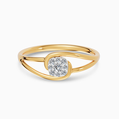 Round Cluster Diamond Split Shank Ring in 18K Gold - AJR38022
