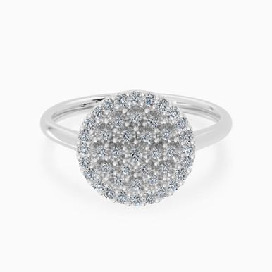 Floral Cluster Round Halo Diamond Ring in 18K Gold - SAR06126