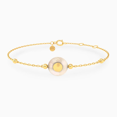 Round Mother of Pearl Chain Bracelet in 18K Gold - 21047140287