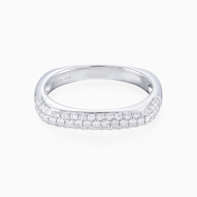 Domed Surface Diamond Ring in 18K Gold - R50365