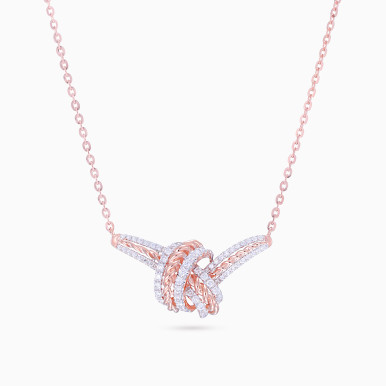 Twisted Rope Knot Diamond Pendant Necklace in 18K Gold - N51121