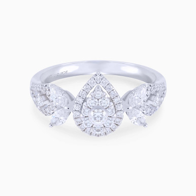Drop Cluster & Marquise Diamond Ring in 18K Gold - R41558