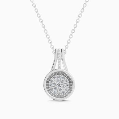Round Drop Bezel Diamond Pendant Necklace in 18K Gold - SAP01520