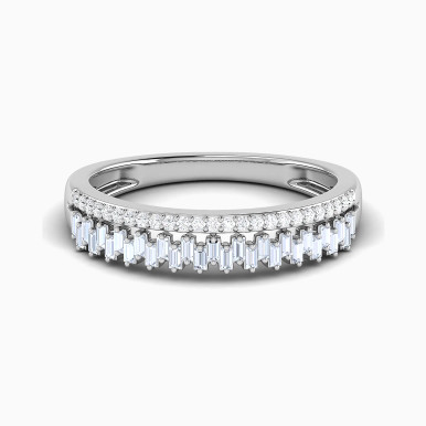 Baguette & Round Diamond Split Shank Ring in 18K Gold - RN427223W18DI1