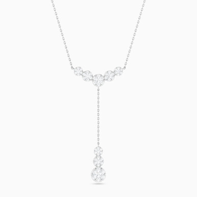 Graduated Drop Y Shaped Diamond Necklace in 18K Gold - NT400265W18DI1