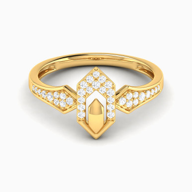 Vertical Hexagonal Frame Diamond Ring in 18K Gold - RN425955Y18DI1