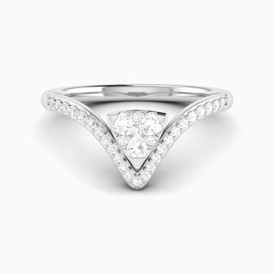 Triangle Cluster & V Shaped Diamond Ring in 18K Gold - RN128426W18DI1