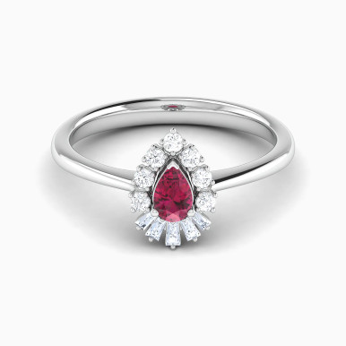 Teardrop Red Stones Diamond Ring in 18K Gold - RN419886W18HRU1