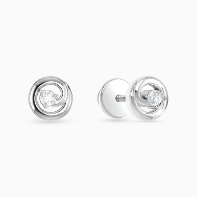 Swirling Circle Diamond Stud Earrings in 18K Gold - ER114458W18DI1