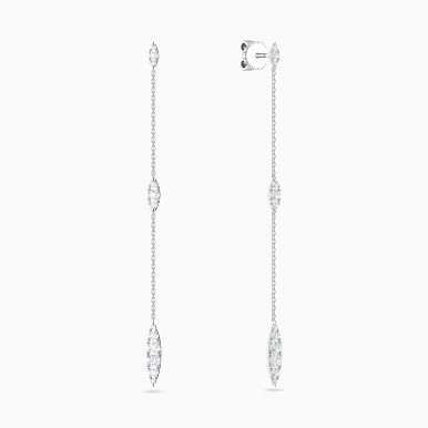 Vertical Bar & Marquise Cluster Diamond Drop Earrings in 18K Gold - ER117892W18DI1