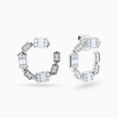 Circle of Hexagon Clusters Diamond Earrings in 18K Gold - ER423217W18DI1