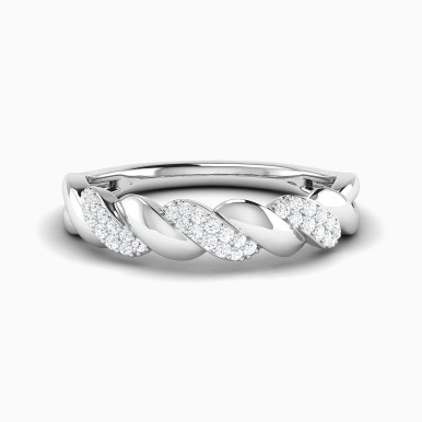 Wave Curved Bar Diamond Ring in 18K Gold - RN424916W18DI1