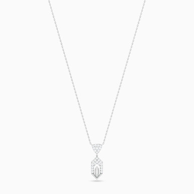 Triangle & Hexagonal Frame Diamond Necklace in 18K Gold - NT407196W18DI1