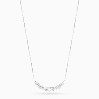 Twisted Wave Curved Bar Diamond Necklace in 18K Gold - NT407808W18DI1