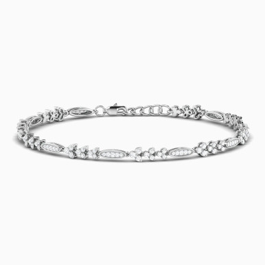 Marquise & Round Diamond Bracelet in 18K Gold - BR405125W18DI1