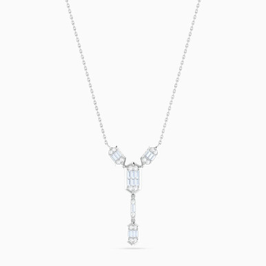Geometric Clusters Diamond Y Shaped Necklace in 18K Gold - NT407798W18DI1