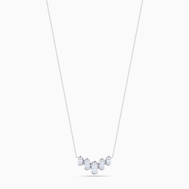 Row of Clusters Diamond Necklace in 18K Gold - NT407797W18DI1