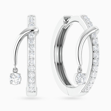 Vertical Cross Bar Diamond Hoop Earrings in 18K Gold - HP403233W18DI1 Vertical Cross Bar Diamond Hoop Earrings in 18K Gold - HP403233W18DI1