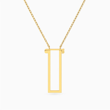 Rectangular Frame Pendant Necklace in 18K Gold - 21046111301