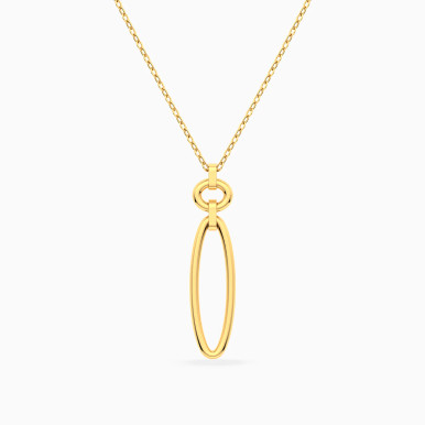 Elongated Oval & Circle Links Necklace in 18K Gold - 21046111319