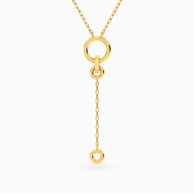 Circles Y Shaped Necklace in 18K Gold - 21046111322