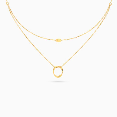 Contoured Circle Layered Necklace in 18K Gold - 21046111324