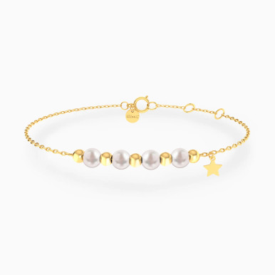 Star & Beads Pearl Chain Bracelet in 18K Gold - 21047020039