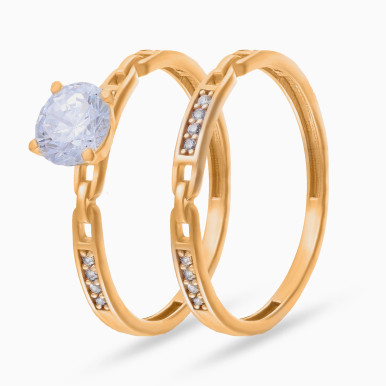 Slender Bands Cubic Zirconia Twin Rings in 21K Gold - 62039940038