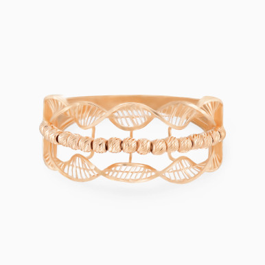 Beads & Airy Wave Pattern Ring in 21K Gold - 22002112322