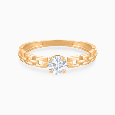 Open Link & Elevated Cubic Zirconia Ring in 21K Gold - 22044110047