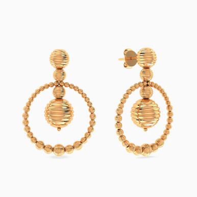 Circular Beads Drop Earrings in 21K Gold - 22003020024