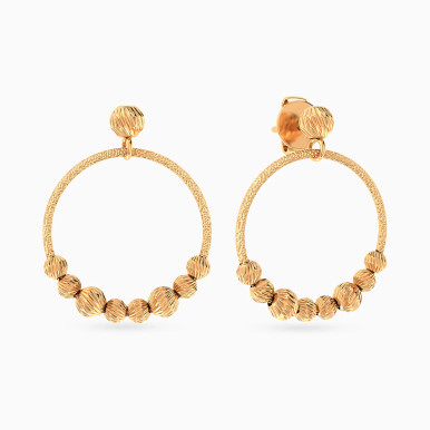 Open Circle & Beads Drop Earrings in 21K Gold - 22003020039