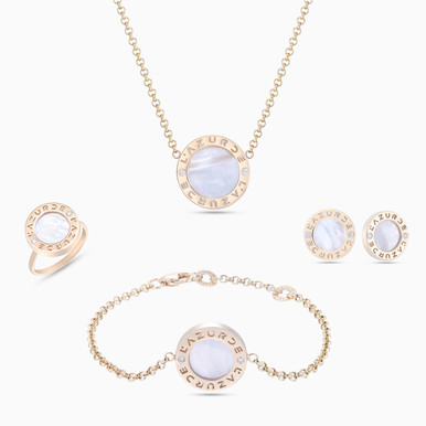 Circular Framed Pearl Diamond Set in 18K Gold (4 Pieces) - LST00005MOP