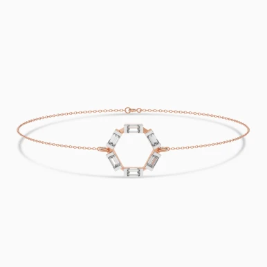 Hexagon & Baguette Diamond Chain Bracelet in 18K Gold - SAB05039