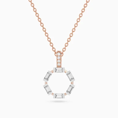 Hexagon & Baguette Diamond Necklace in 18K Gold - SAP05039 Hexagon & Baguette Diamond Necklace in 18K Gold - SAP05039
